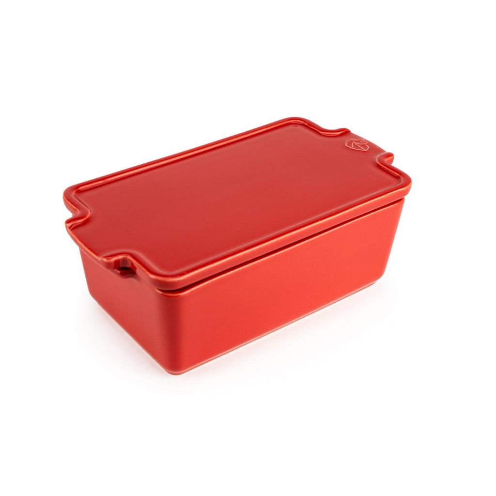 Terrine en Céramique Rouge 20cm avec Presse - Visuel 0